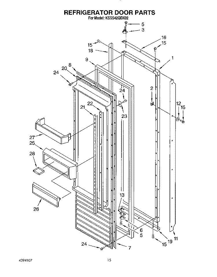 REFRIGERATOR DOOR Diagram and Parts List for KSSS42QDX02  KitchenAid Refrigerator
