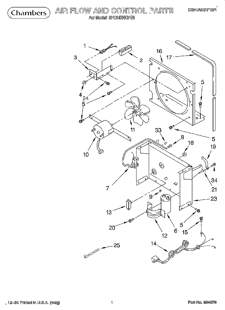 SECTION Diagram and Parts List for BPDH5000FS0  KitchenAid Dehumidifier