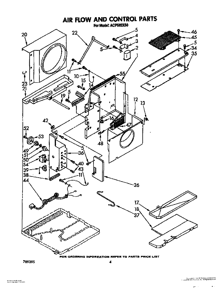 AIR FLOW AND CONTROL Diagram and Parts List for ACPS82XS0  Whirlpool Air Conditioner