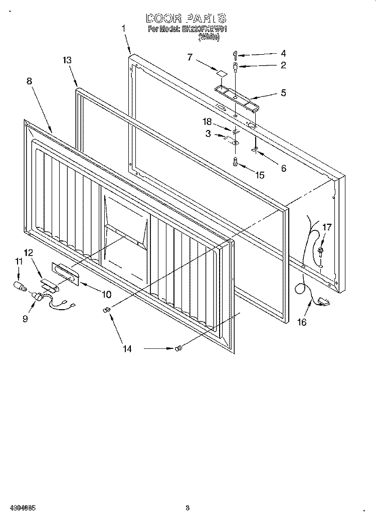 SECTION Diagram and Parts List for EH220FXGW01  Whirlpool Freezer