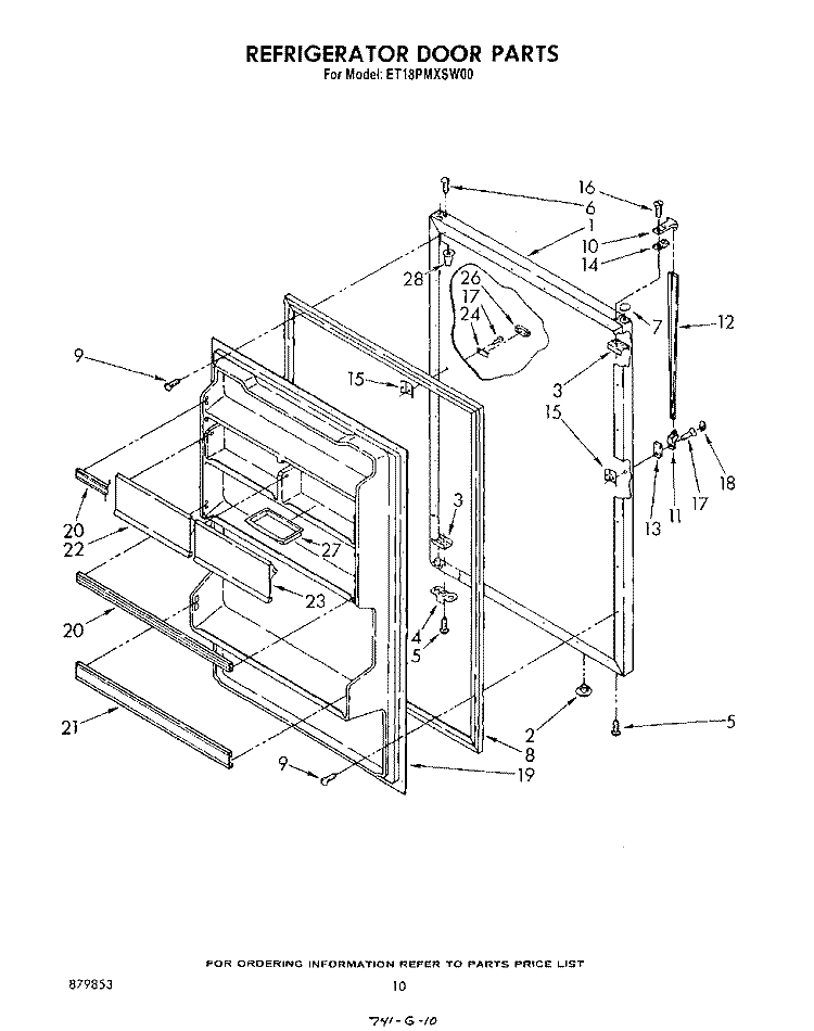 REFRIGERATOR DOOR Diagram and Parts List for ET18PMXSW00  Whirlpool Refrigerator