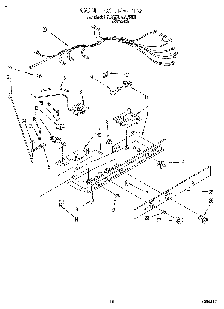 CONTROL Diagram and Parts List for 7ED27DQXDN00  Whirlpool Refrigerator
