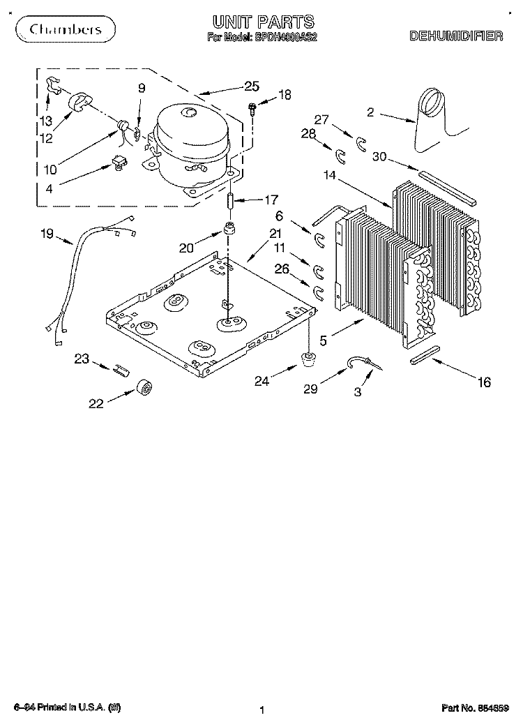 SECTION Diagram and Parts List for BPDH4000AS2  KitchenAid Dehumidifier