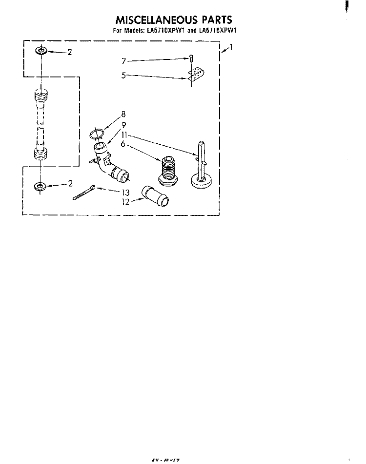 MISCELLANEOUS , LITERATURE AND OPTIONAL Diagram and Parts List for LA5710XPW1  Whirlpool Washer