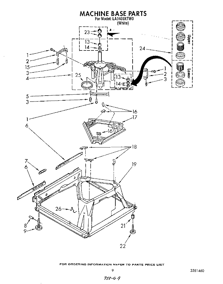 MACHINE BASE Diagram and Parts List for LA3400XTW0  Whirlpool Washer