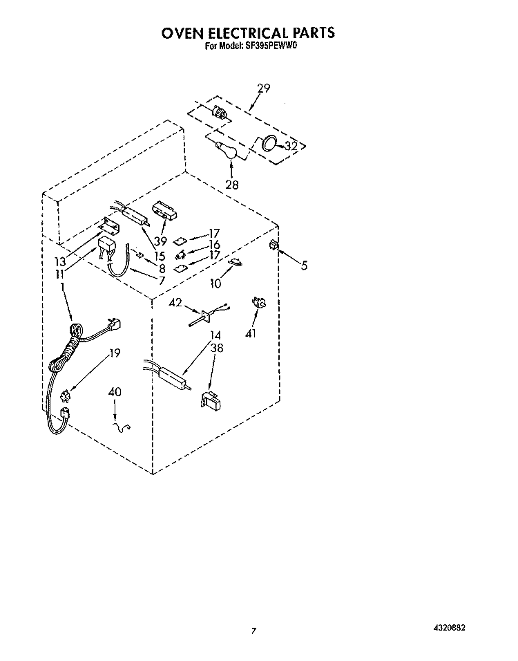 OVEN ELECTRICAL Diagram and Parts List for SF395PEWW0  Whirlpool Range
