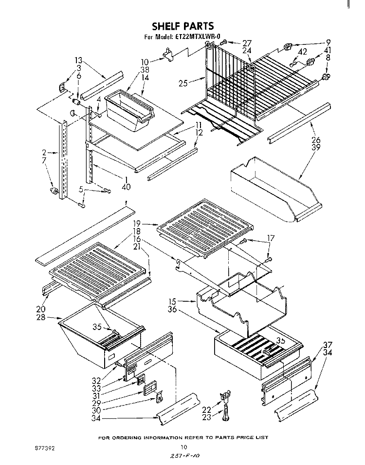 SHELF Diagram and Parts List for ET22MTXLWR0  Whirlpool Refrigerator