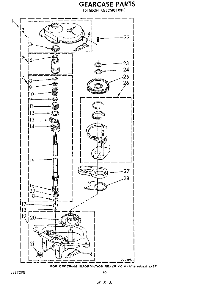 GEARCASE Diagram and Parts List for KGLC500THT0  KitchenAid Washer Dryer Combo