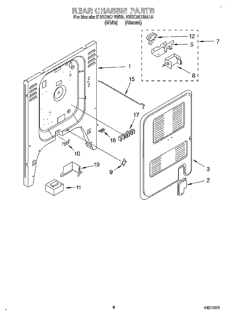 REAR CHASSIS, LIT/OPTIONAL Diagram and Parts List for KESC307BWH5  KitchenAid Range