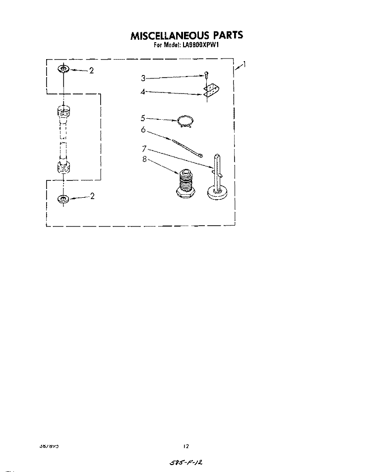 MISCELLANEOUS , LITERATURE AND OPTIONAL Diagram and Parts List for LA9800XPW1  Whirlpool Washer