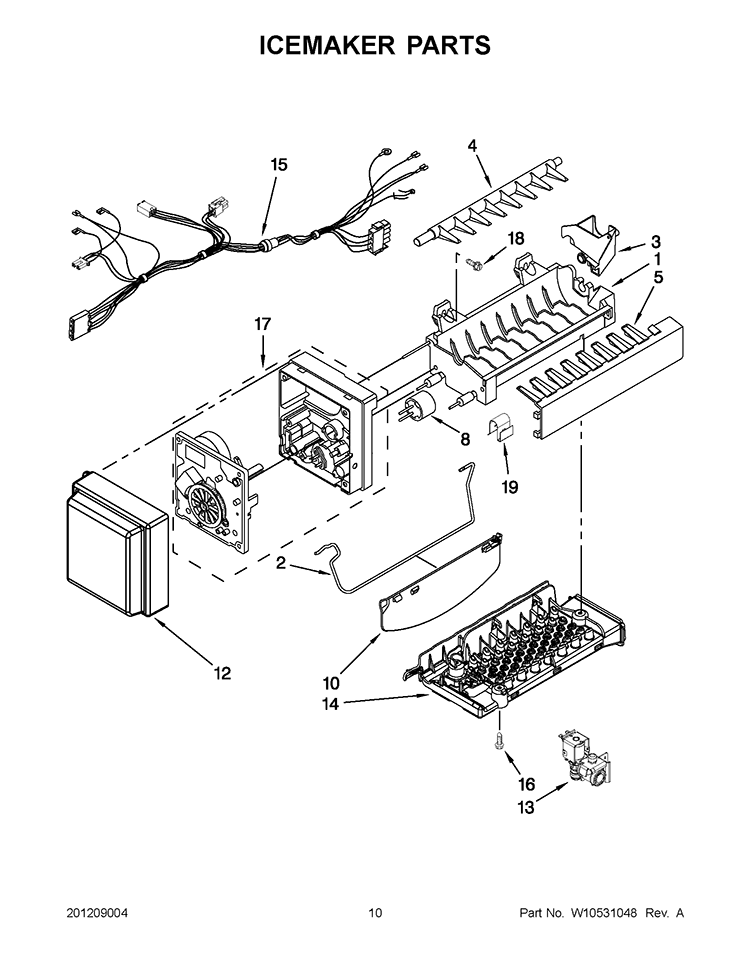 ICEMAKER PARTS Diagram and Parts List for GZ25FSRXYY4  Whirlpool Refrigerator