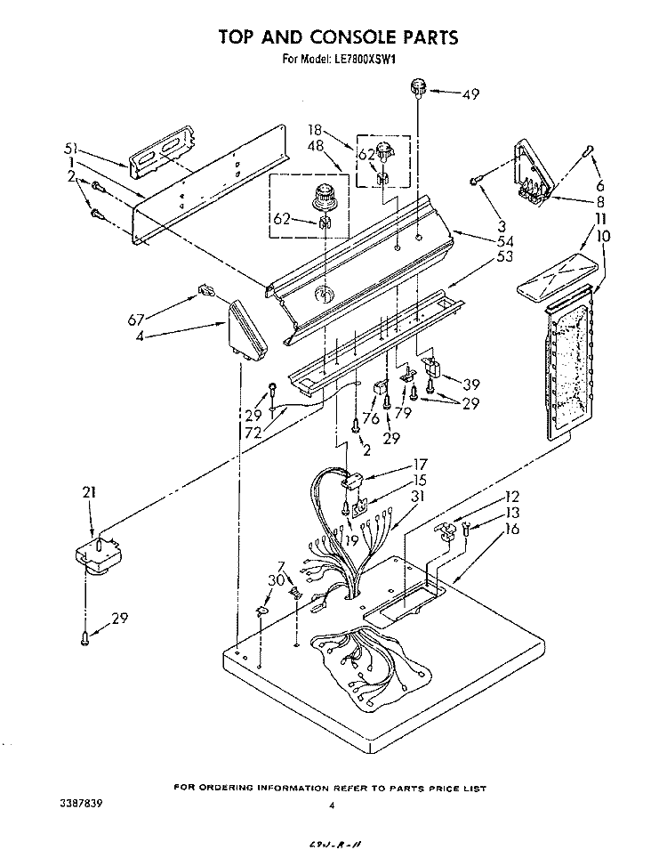 SECTION Diagram and Parts List for LE7800XSW1  Whirlpool Dryer