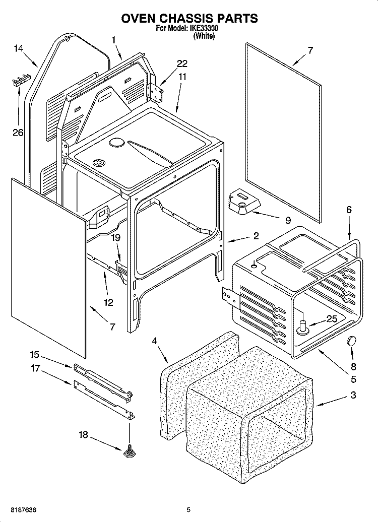 OVEN CHASSIS PARTS Diagram and Parts List for IKE33300  Inglis Range