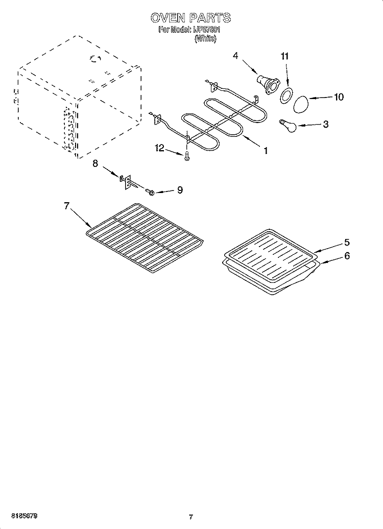 OVEN PARTS Diagram and Parts List for IJP87801  Inglis Range
