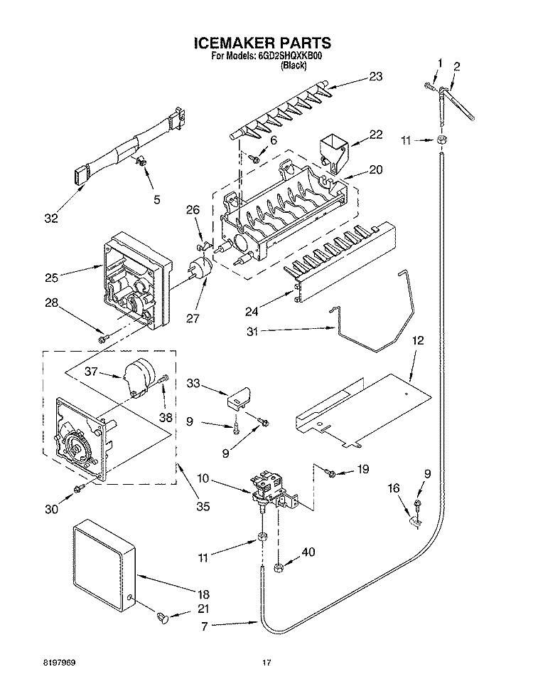 ICE MAKER Diagram and Parts List for 6GD2SHQXKB00  Whirlpool Refrigerator