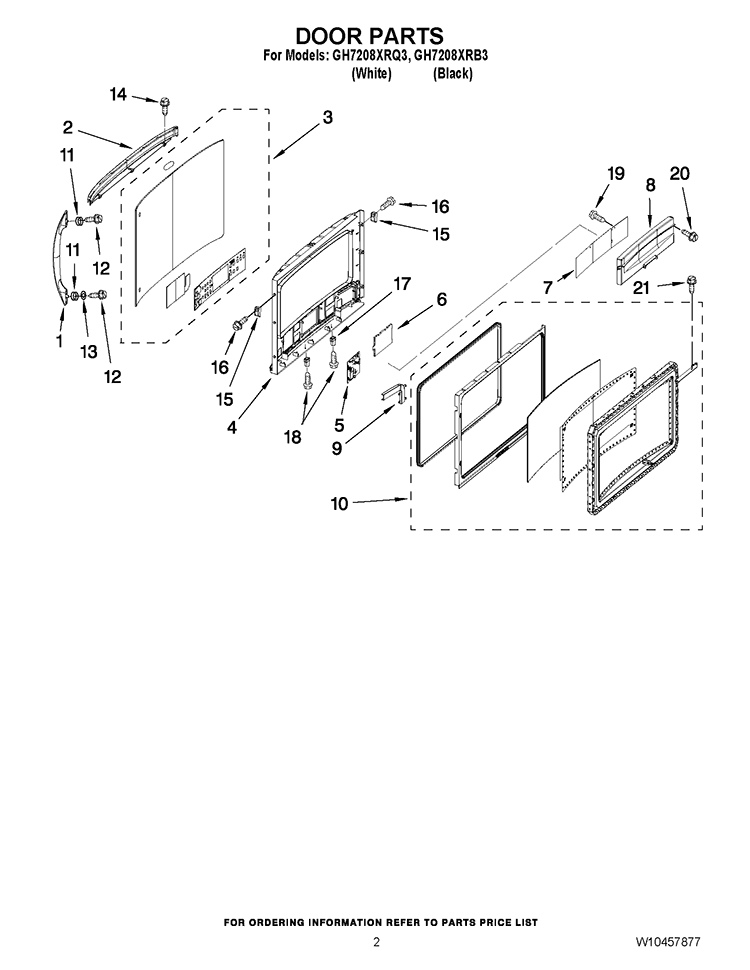 DOOR PARTS Diagram and Parts List for GH7208XRQ3  Whirlpool Microwave