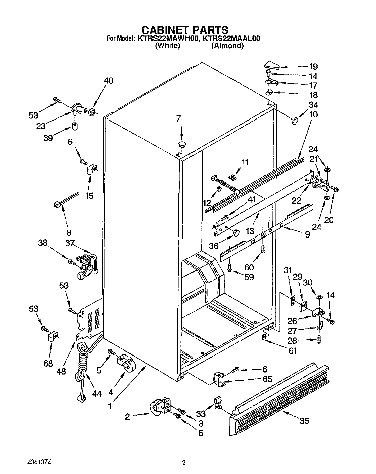 CABINET Diagram and Parts List for KTRS22MAAL00  KitchenAid Refrigerator