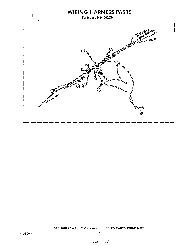 WIRING HARNESS , LIT/OPTIONAL Diagram and Parts List for MW1000XS1  Whirlpool Microwave