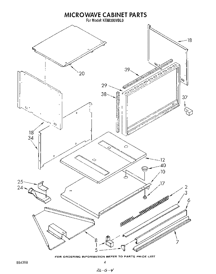 MICROWAVE CABINET Diagram and Parts List for KEMI300VBL0  KitchenAid Microwave Oven Combo