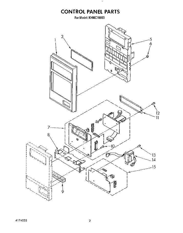 CONTROL PANEL Diagram and Parts List for KHMC106S0  KitchenAid Microwave