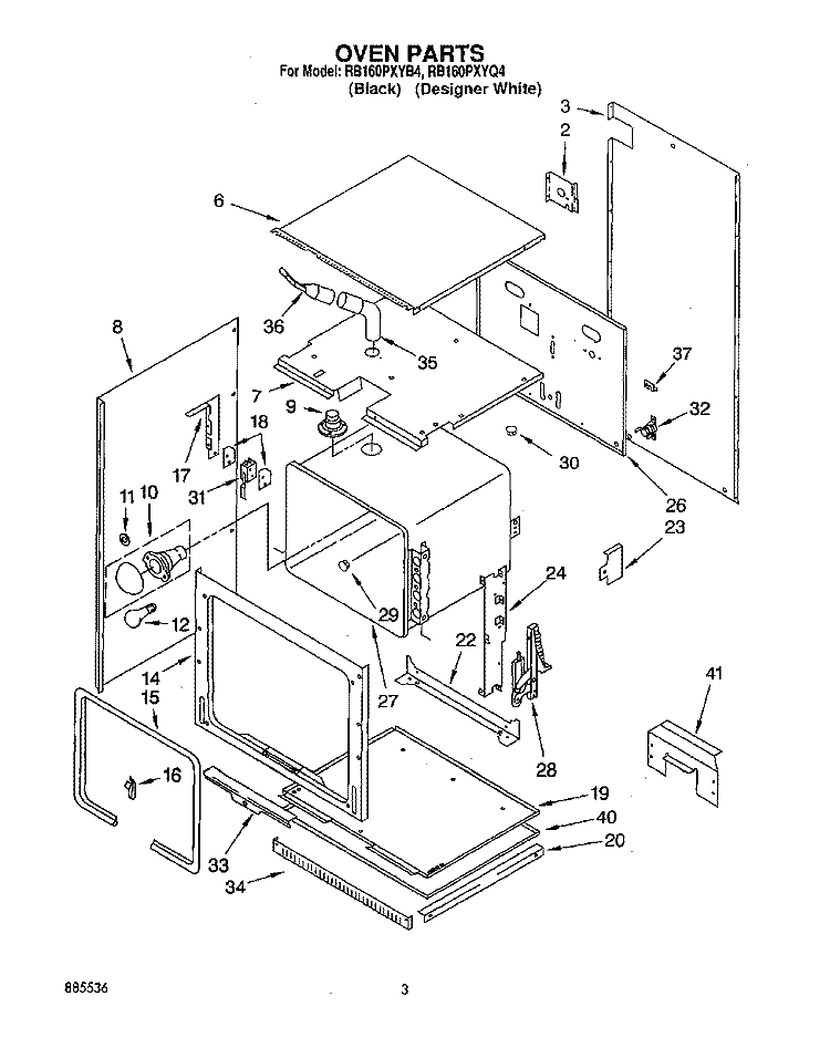 SECTION Diagram and Parts List for RB160PXYQ4  Whirlpool Wall Oven