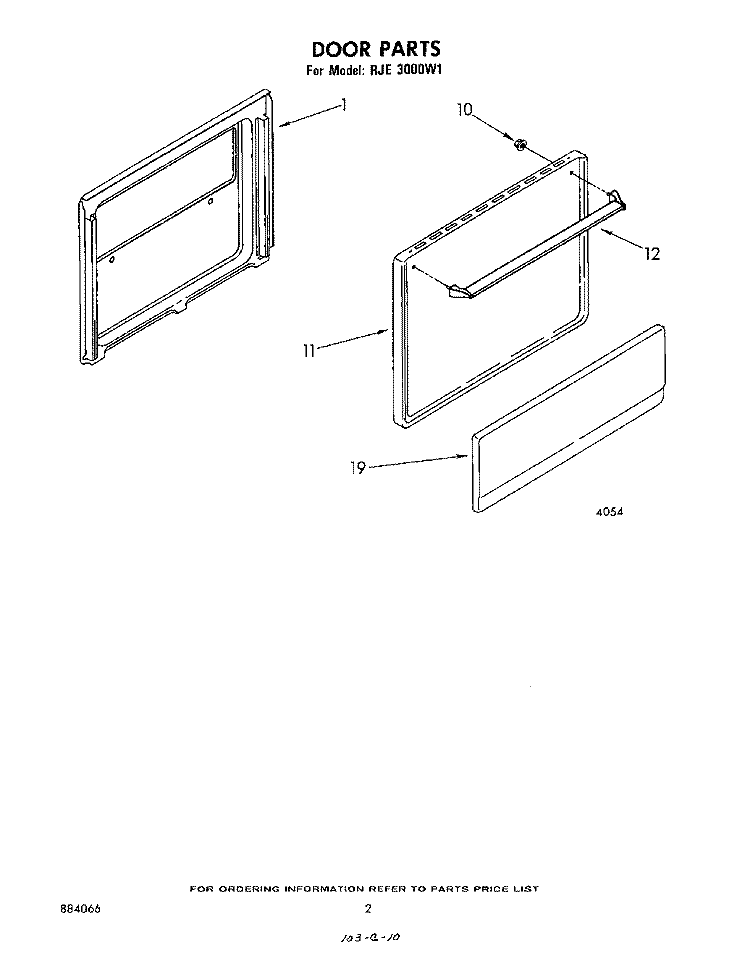 DOOR Diagram and Parts List for RJE3000W1  Whirlpool Range