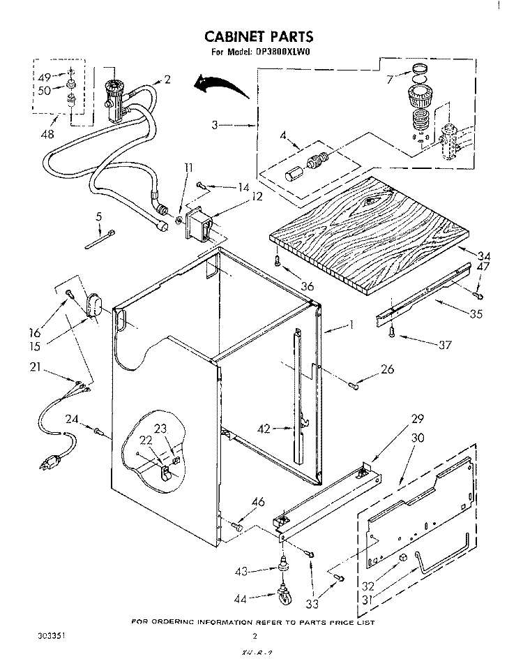 CABINET Diagram and Parts List for DP3800XLW0  Whirlpool Dishwasher