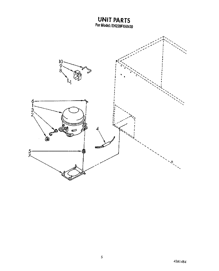 SECTION Diagram and Parts List for EH220FXAN00  Whirlpool Freezer