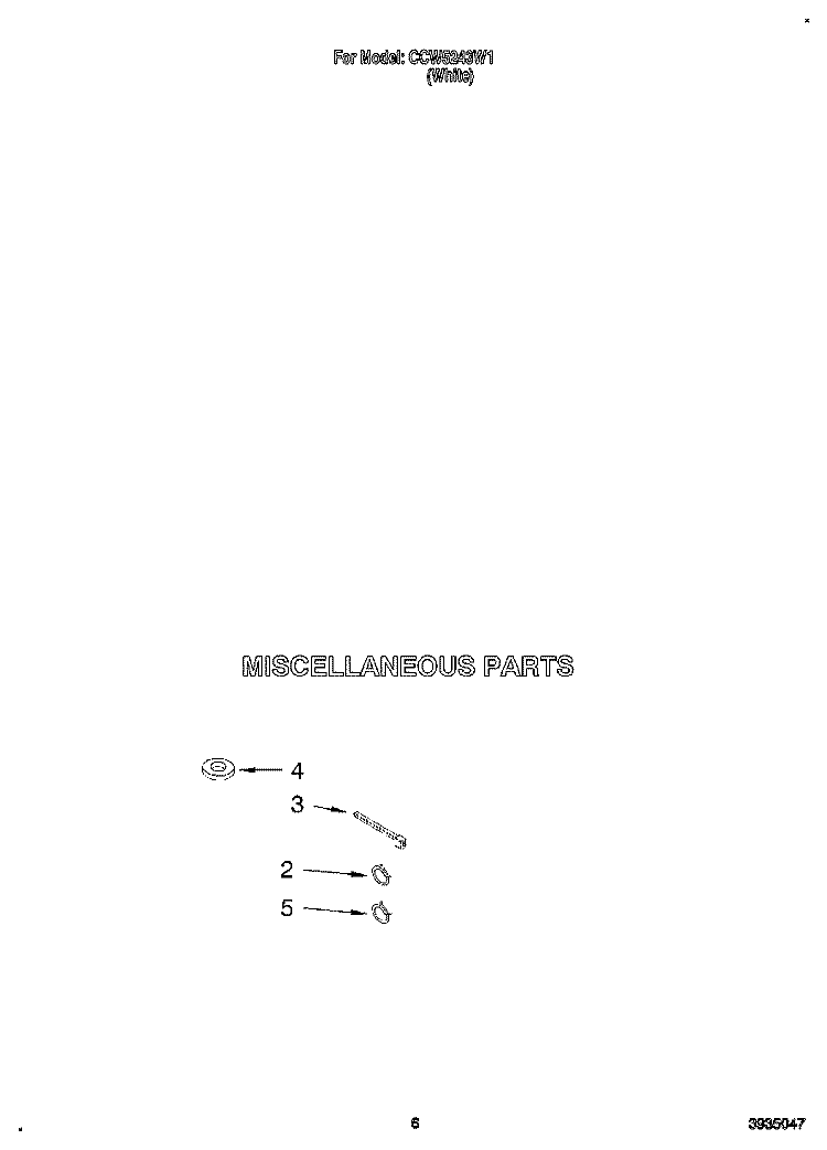 MISCELLANEOUS Diagram and Parts List for CCW5243W1  Whirlpool Washer