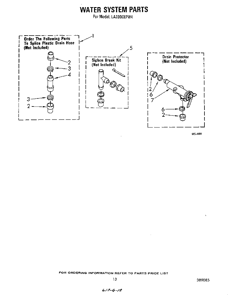WATER SYSTEM Diagram and Parts List for LA3300XPW4  Whirlpool Washer