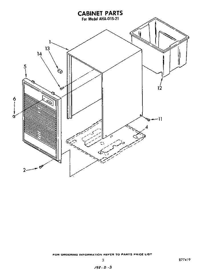 SECTION Diagram and Parts List for AHA01521  Whirlpool Dehumidifier