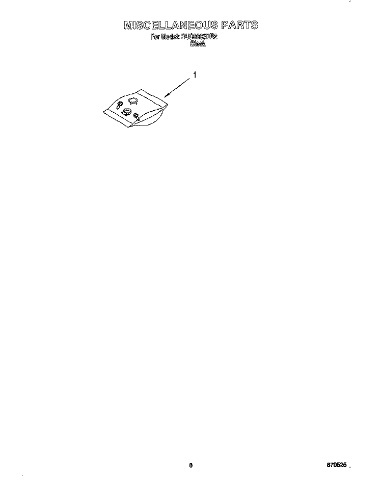 MISCELLANEOUS, LIT/OPTIONAL Diagram and Parts List for RUD3006DB2  Roper Dishwasher