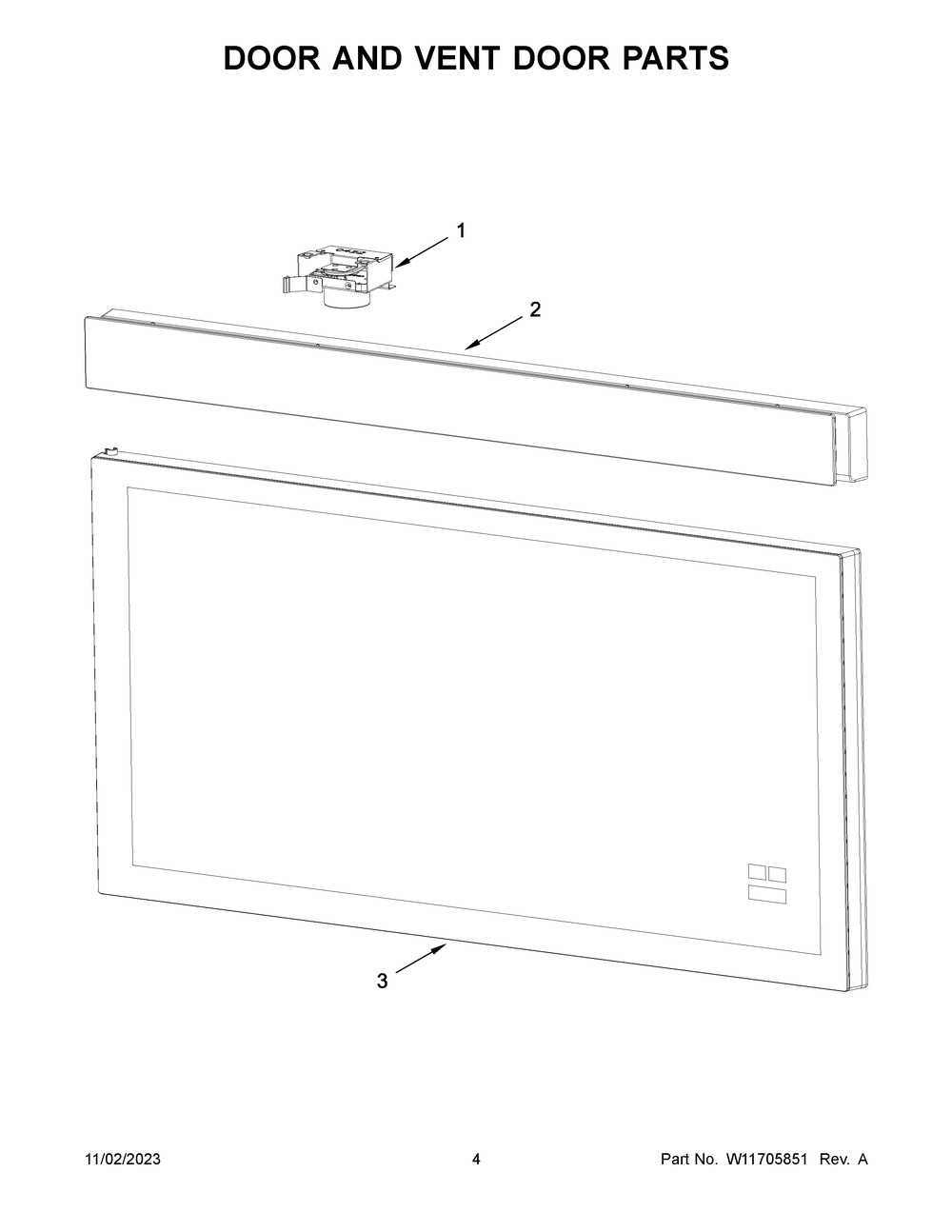 Door And Vent Door Parts Diagram and Parts List for YKMMF330PPS00  KitchenAid Microwave