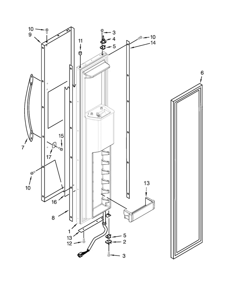 Freezer Door Parts Diagram and Parts List for KSSC48QVS10  KitchenAid Refrigerator