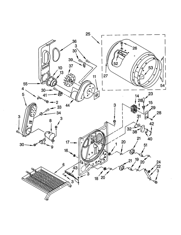 Bulkhead Diagram and Parts List for 110C70832990  Kenmore Dryer
