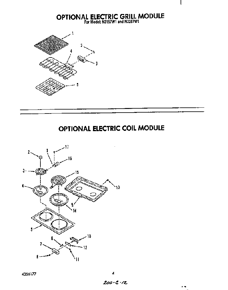 ^electric Grill Diagram and Parts List for N3257*1  Roper Range