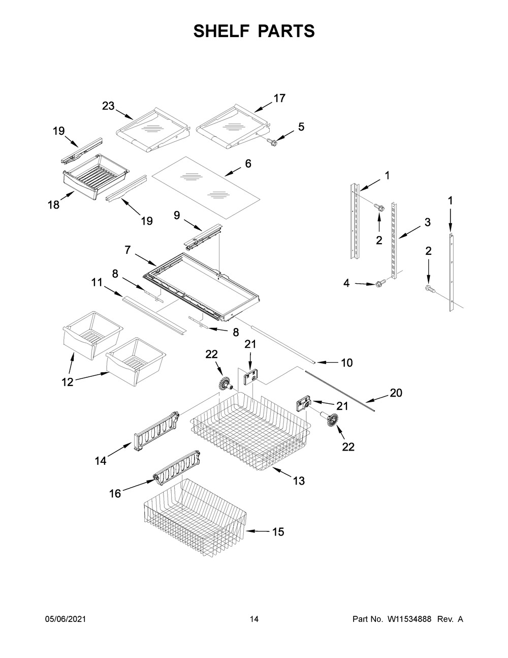Shelf Parts Diagram and Parts List for ABB1924BRW03  Whirlpool Refrigerator