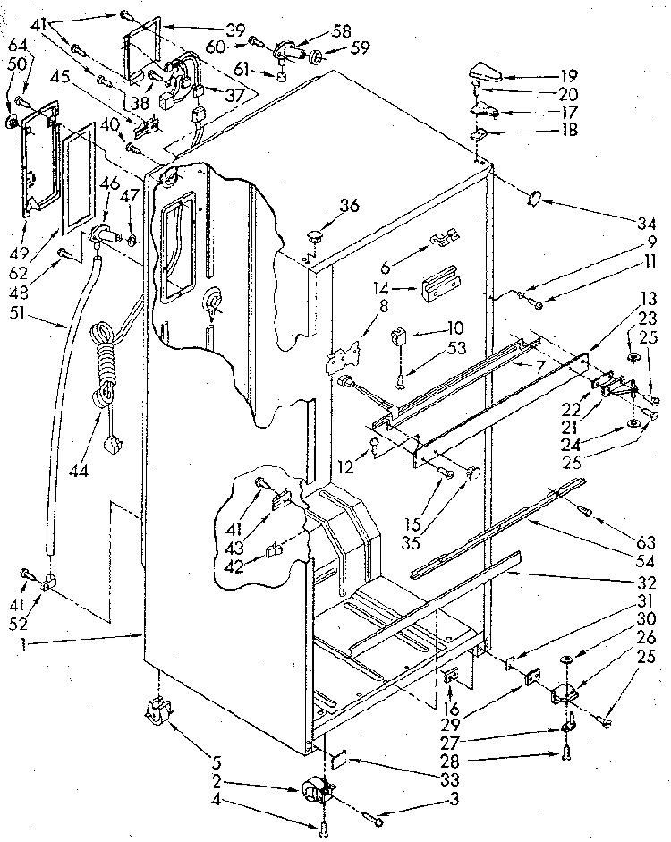 Cabinet Diagram and Parts List for ET18GKXSN03  Whirlpool Refrigerator