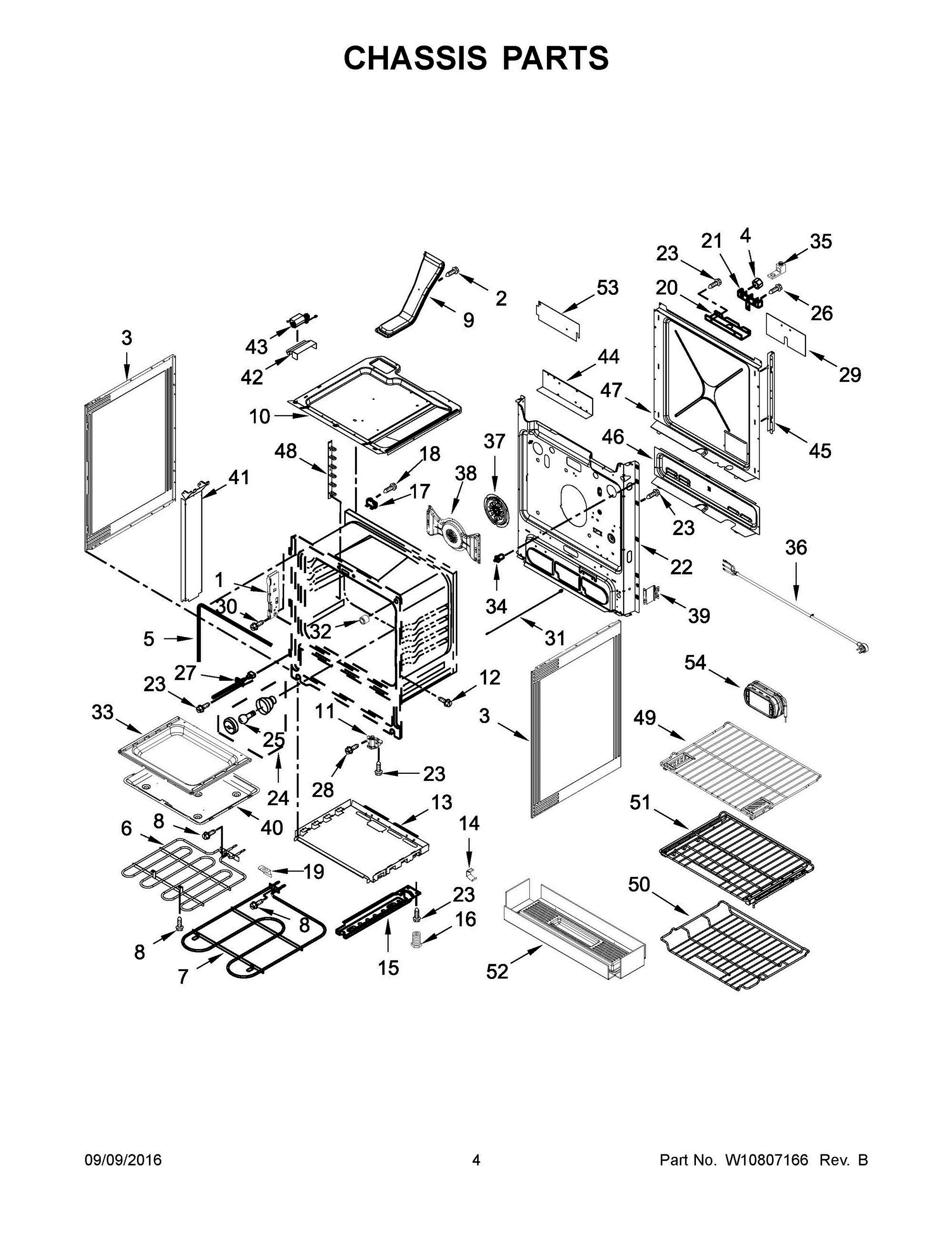 03 - CHASSIS PARTS Diagram and Parts List for YKSEB900EBL0  Whirlpool Range