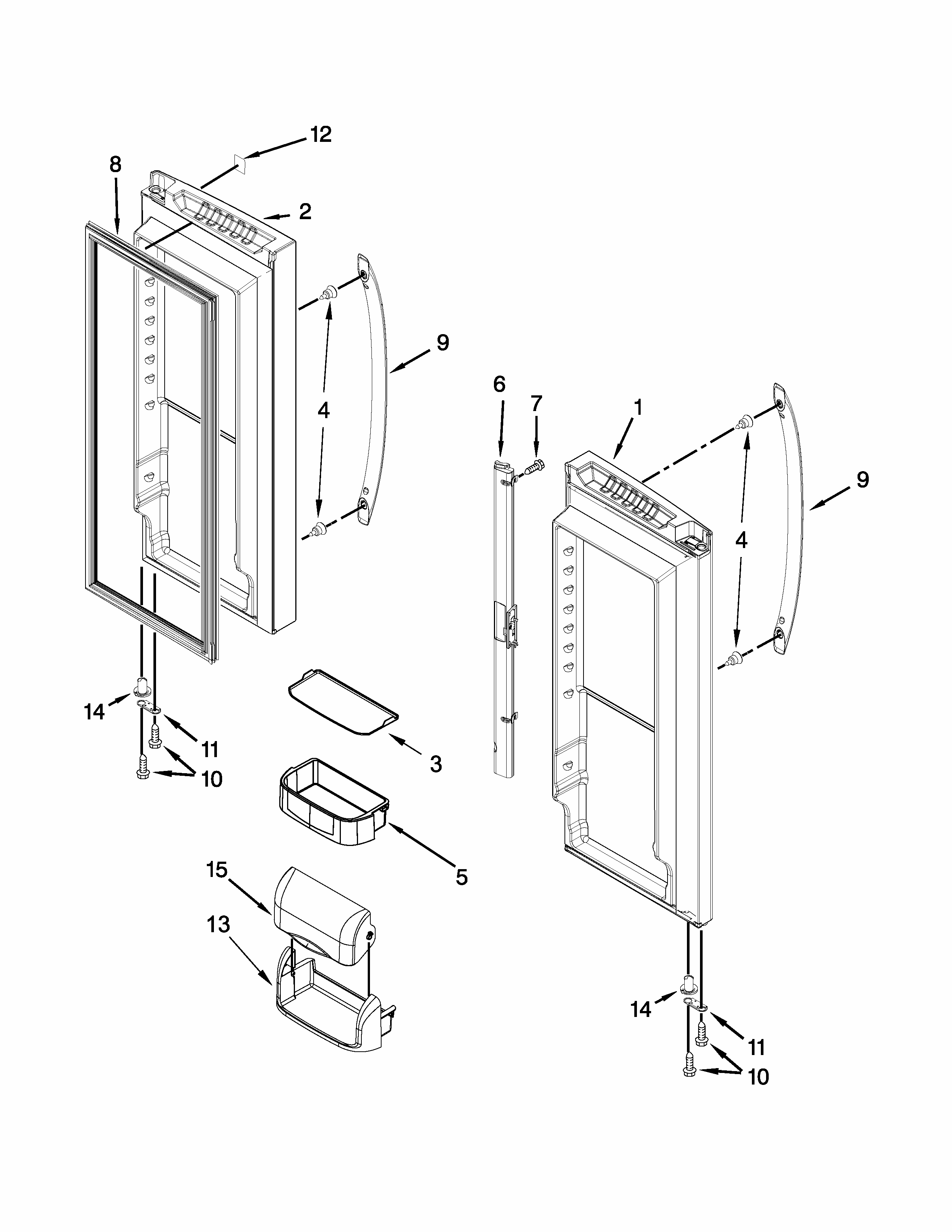 Refrigerator Door Parts Diagram and Parts List for 59679423410  Kenmore Refrigerator