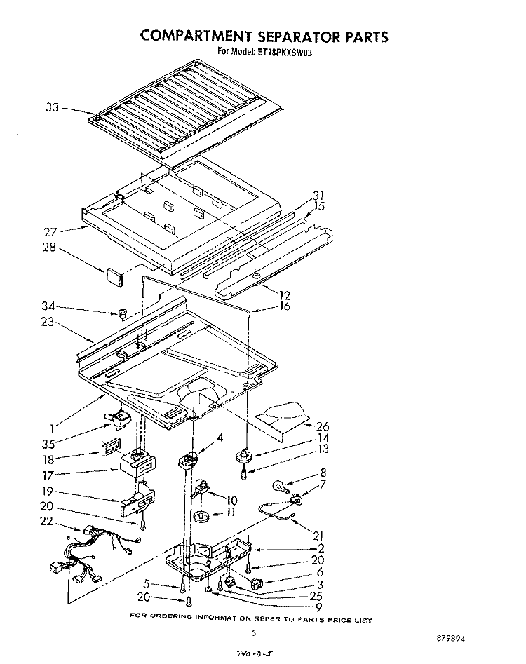 COMPARTMENT SEPARATOR Diagram and Parts List for ET18PKXSW03  Whirlpool Refrigerator