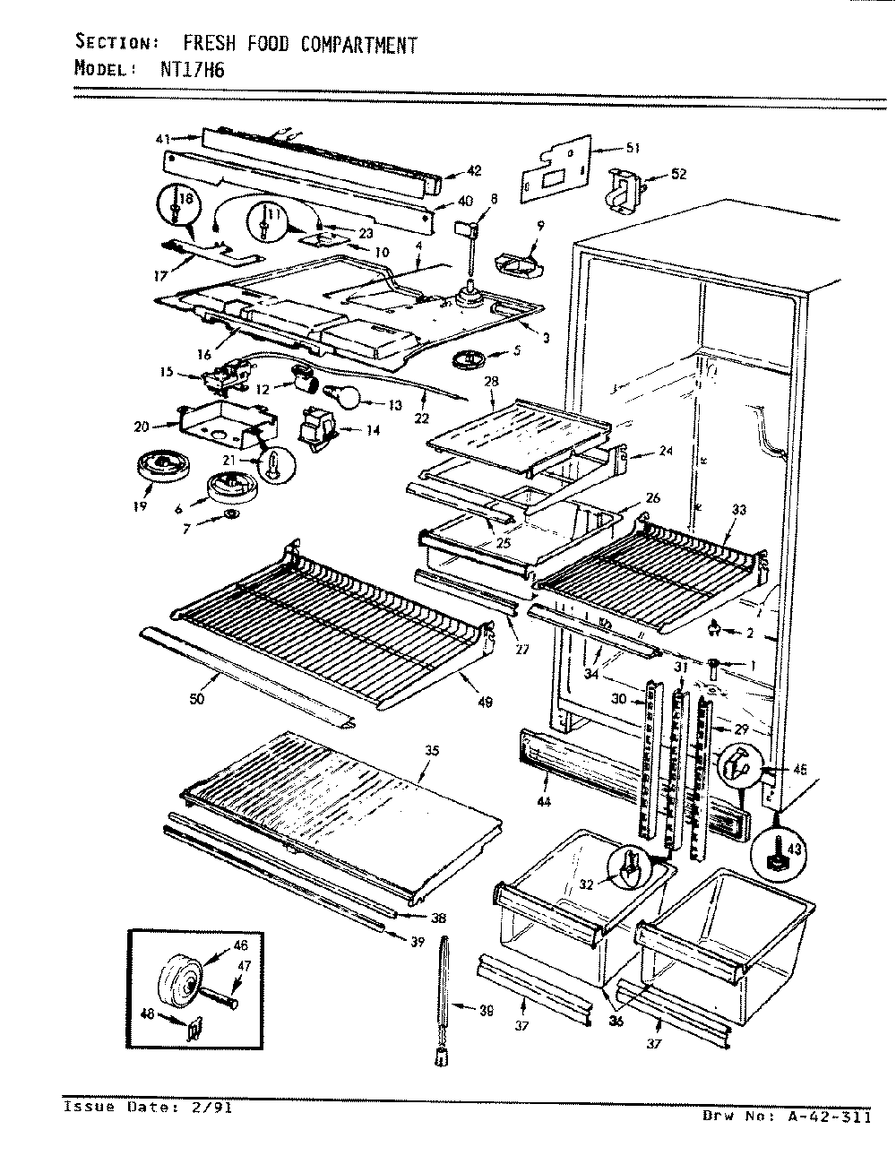 03 - Fresh Food Compartment Diagram and Parts List for NT17H6A  Whirlpool Refrigerator
