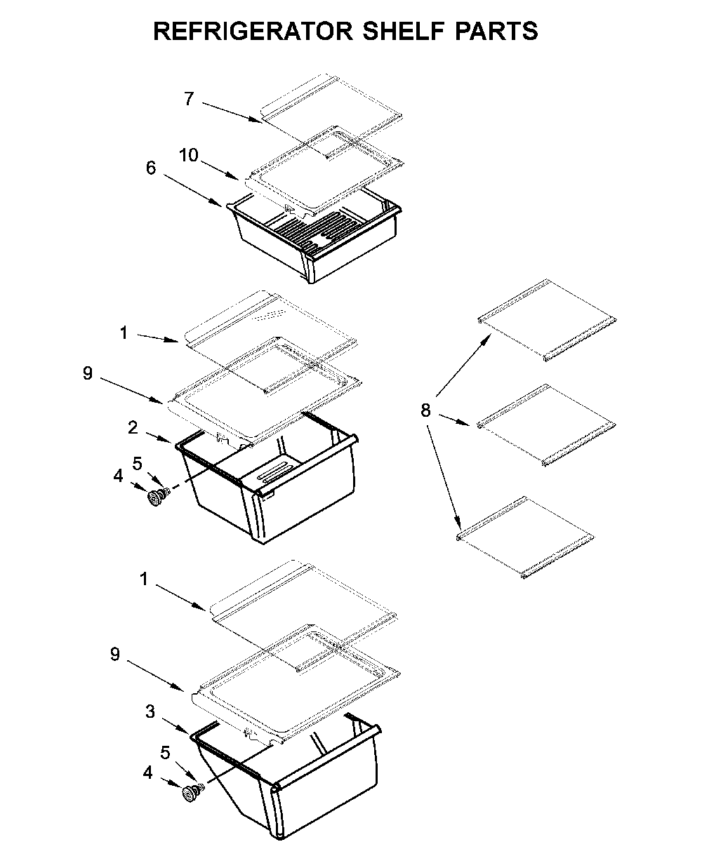 Refrigerator shelf parts Diagram and Parts List for 10651112711  Kenmore Refrigerator
