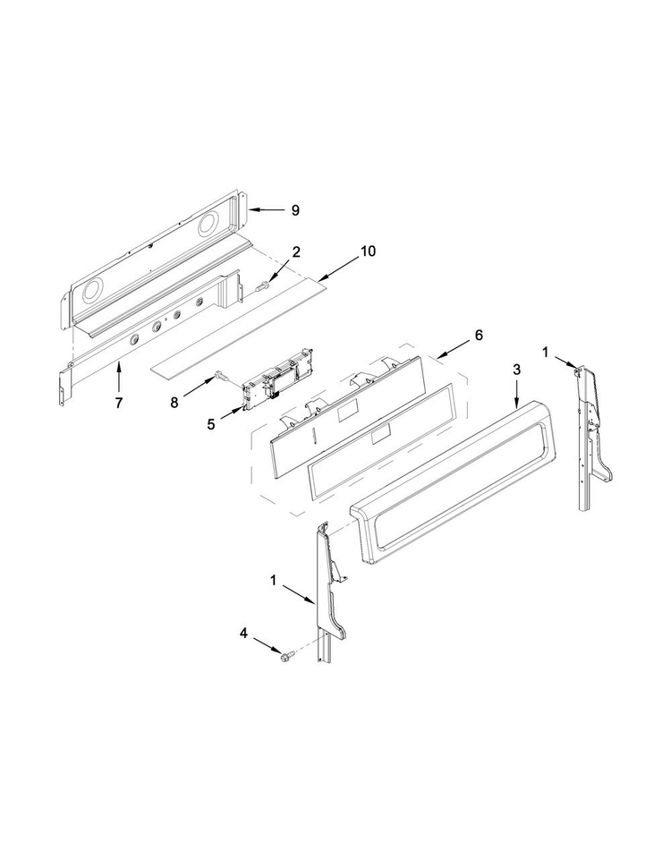Control Panel Parts Diagram and Parts List for WGG555S0BW07  Whirlpool Range