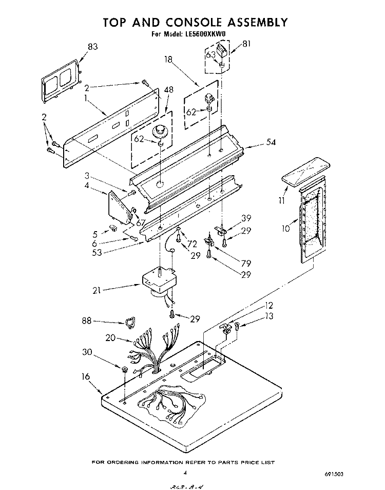 SECTION Diagram and Parts List for LE5600XKW0  Whirlpool Dryer