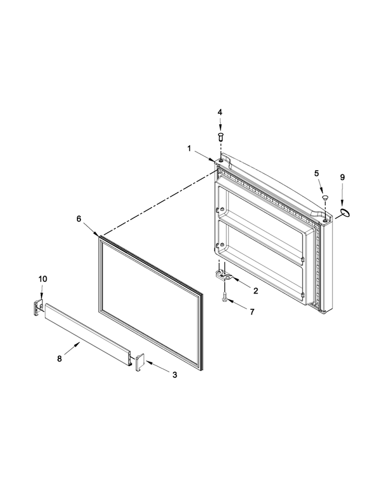 Freezer Door Parts Diagram and Parts List for 5VWT71REYF00  Whirlpool Refrigerator