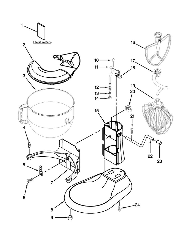 Base And Pedestal Unit Parts Diagram and Parts List for KSM7589PBK0  KitchenAid Mixer