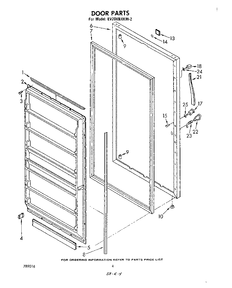 DOOR , LIT/OPTIONAL Diagram and Parts List for EV200NXKW2  Whirlpool Freezer