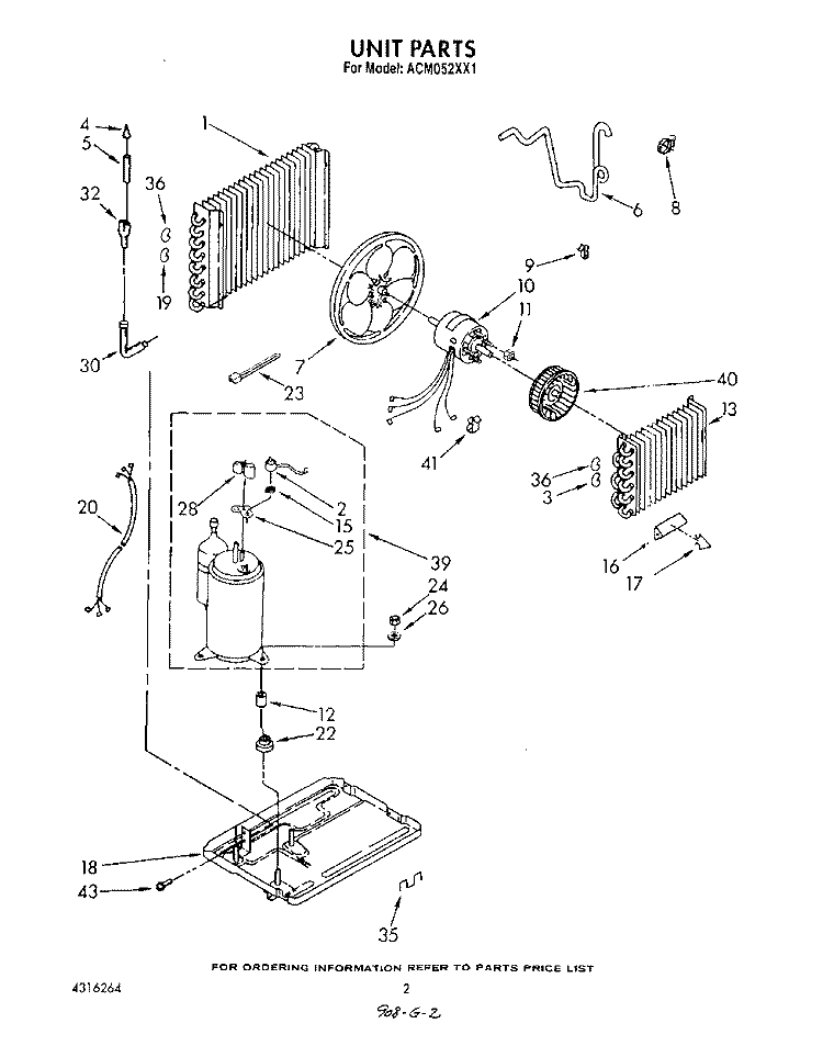 UNIT Diagram and Parts List for ACM052XX1  Whirlpool Air Conditioner