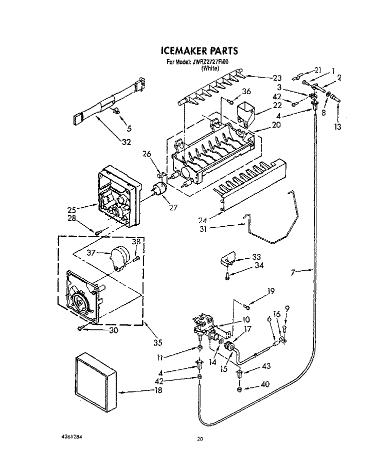 ICEMAKER, LIT/OPTIONAL Diagram and Parts List for JWRZ2727FI00  Whirlpool Refrigerator